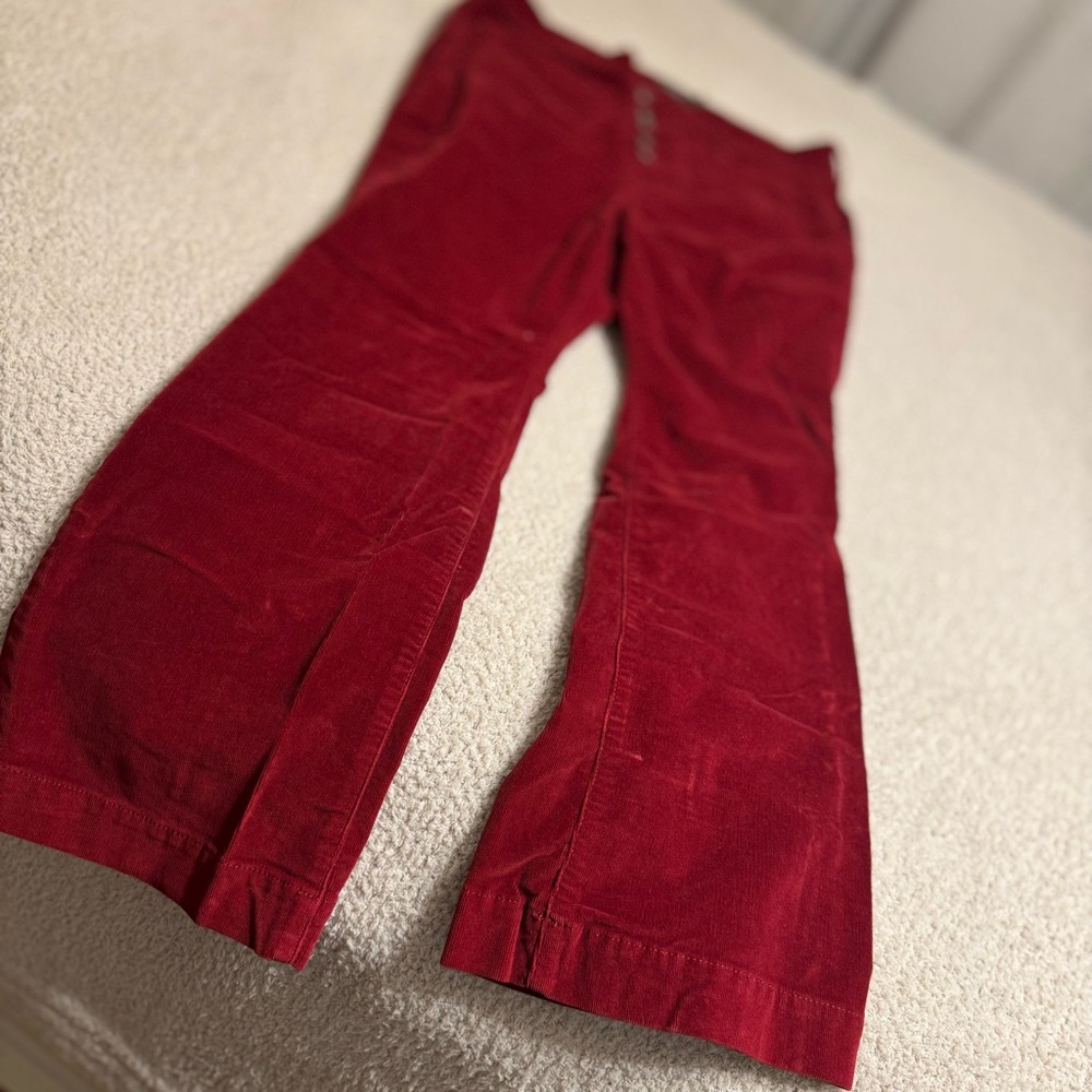 Women's Wide Leg Corduroy Pants in Deep Red